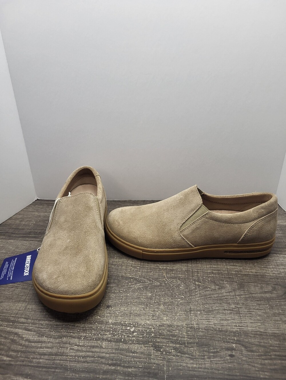 Birkenstock Oswego Mens Size 8 Taupe Suede Slip On Sneaker Loafer NEW
